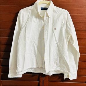 Like New (only wore once) Ralph Lauren White Raw Hem Button-down